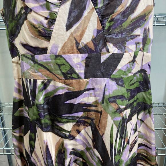 Banana Republic Palm Frond Print Linen Dress Size 6 White Lotus Vibes Preppy - Picture 6 of 13